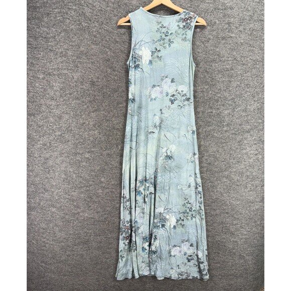 Peruvian Connection Dress Women S Small Gray Floral Maxi Long Sleeveless Casual - Picture 2 of 6